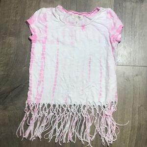 💜4/$10 3/$8 pink tie dye top fringe